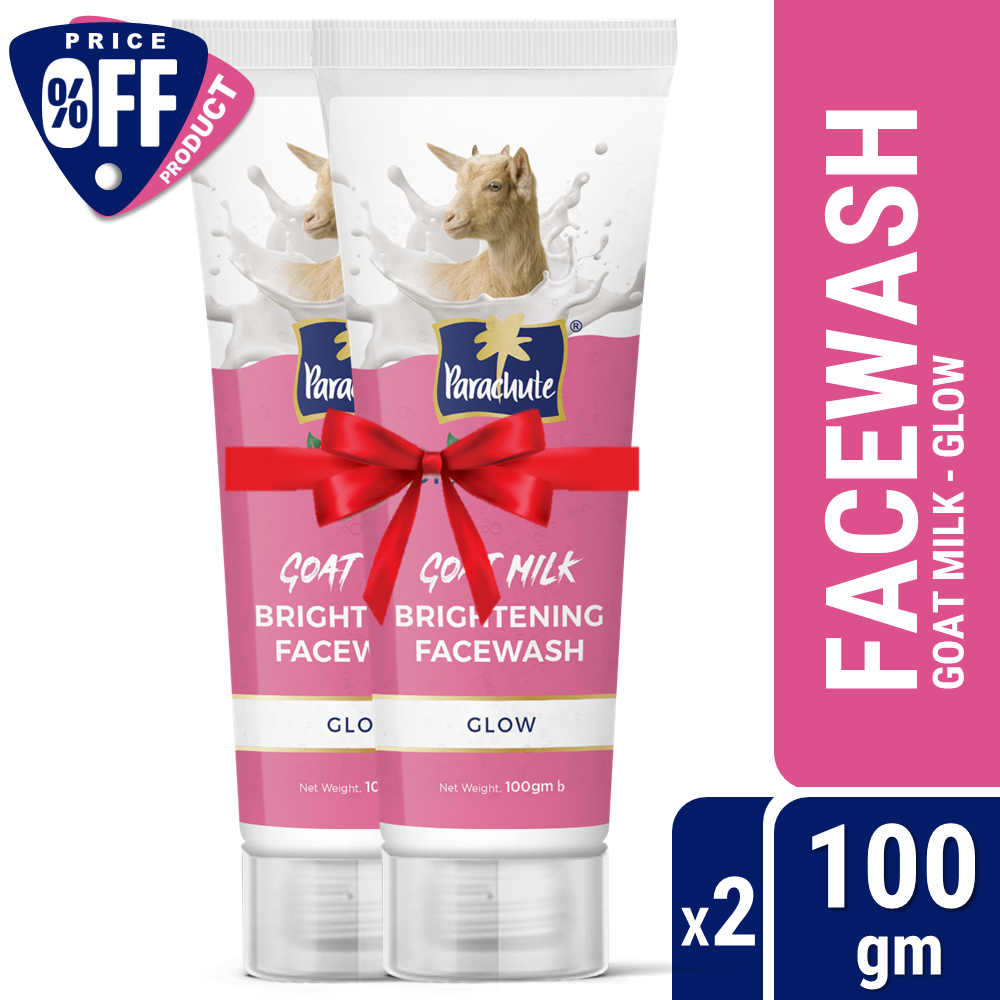 Parachute SkinPure Goat Milk Brightening Facewash, For Bright & Glowing Skin, Prevents Dry & Dull Skin ,All Skin Types, No Parabens, Sulphate, Double Pack (100gm x 2)
